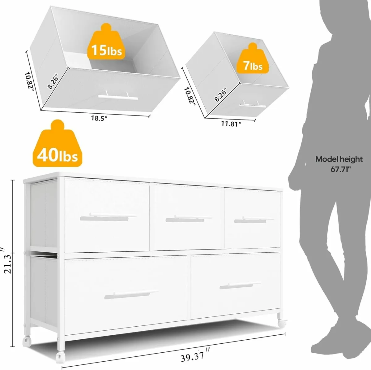 Chest of Drawers, Dresser Bedroom  TV Stand - Image 2
