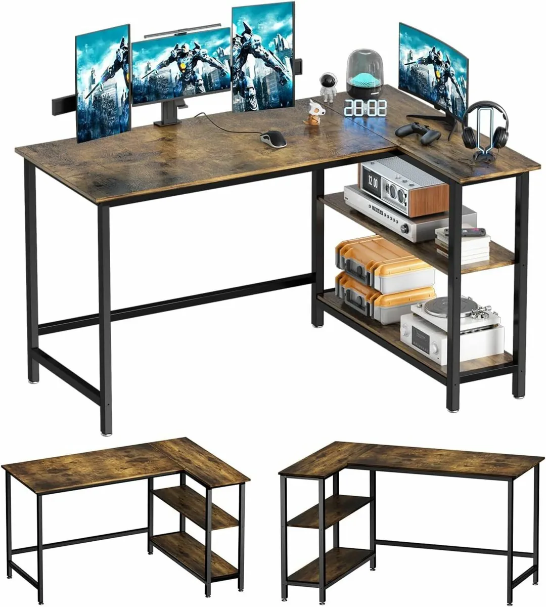 L Shaped Gaming Computer Desk Office 100x72cm - Image 3