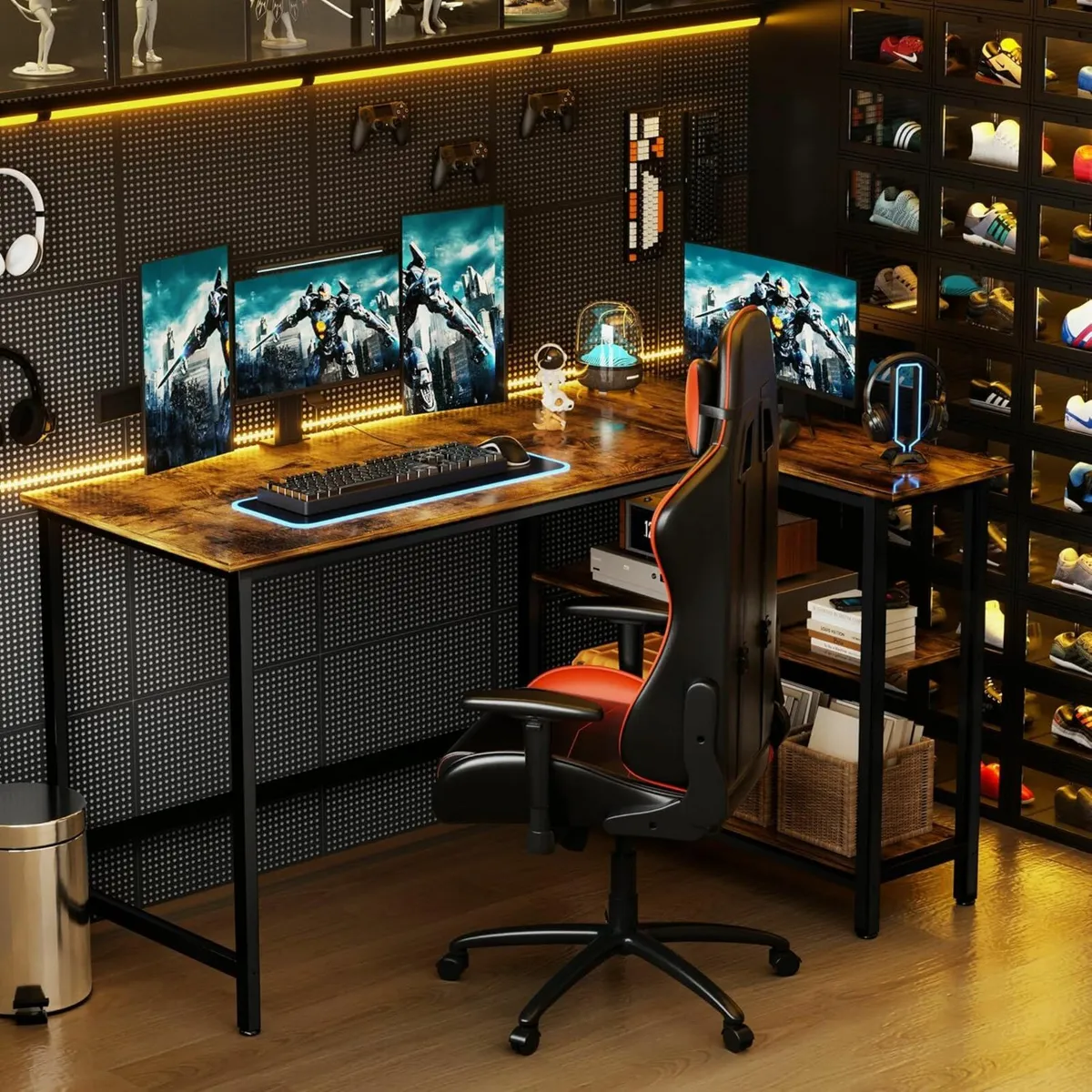 L Shaped Gaming Computer Desk Office 100x72cm - Image 4