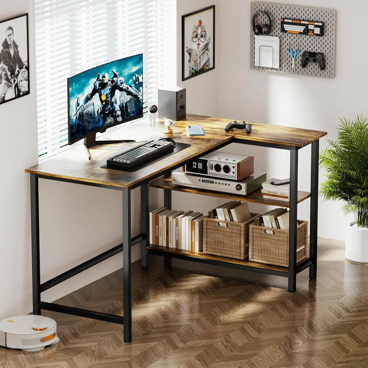 L Shaped Gaming Computer Desk Office 100x72cm - Image 1