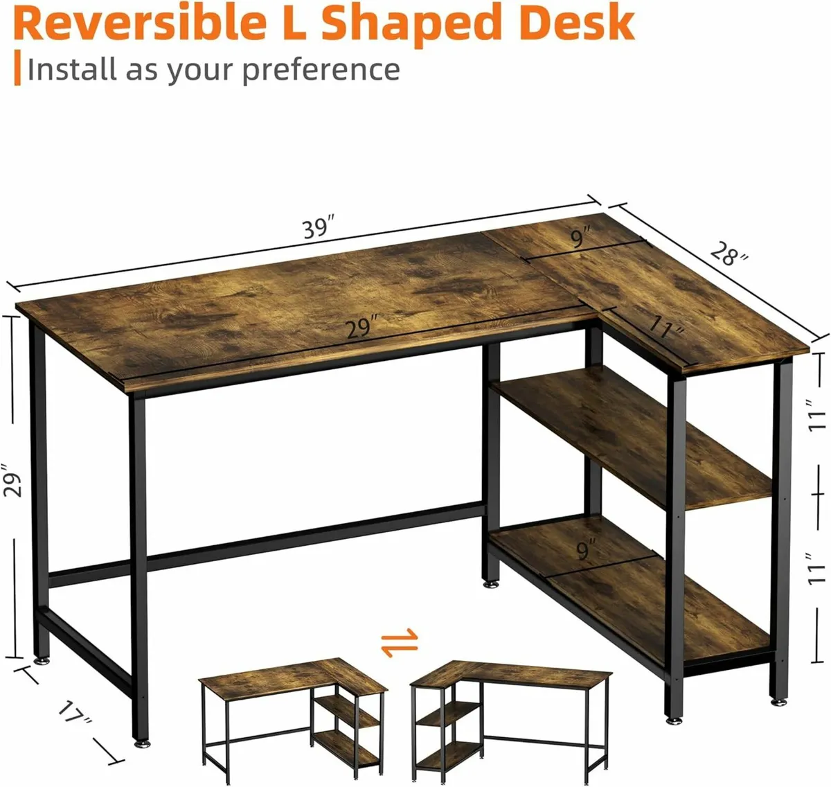 L Shaped Desk, 100x72cm Gaming Computer Desk - Image 2