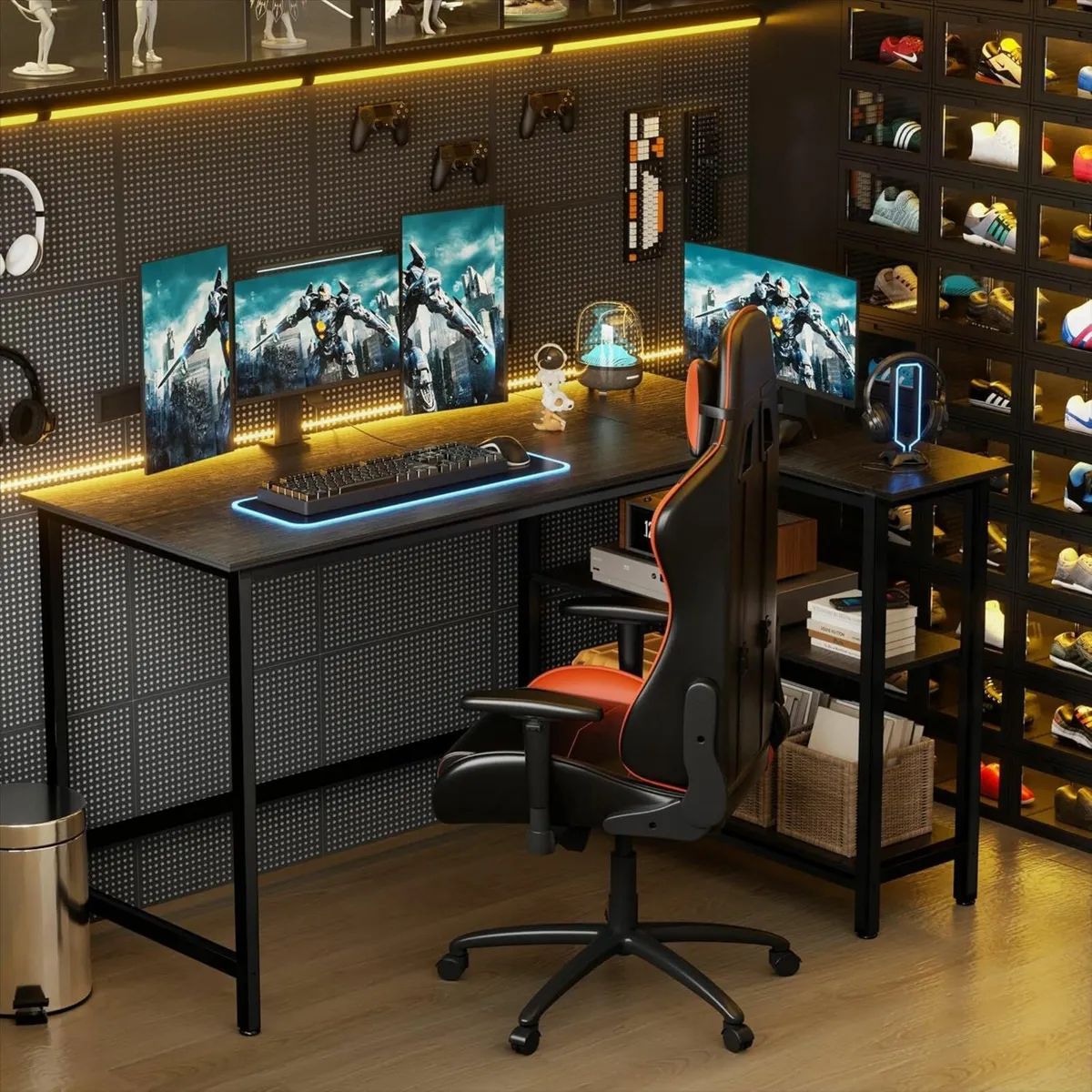 L Shaped Desk, 110x80cm Gaming Office Desk - Image 4