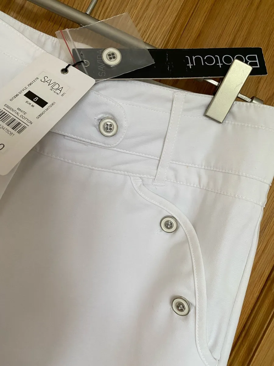 SAVIDA Women’s White Cotton Elegant Trousers - Image 1