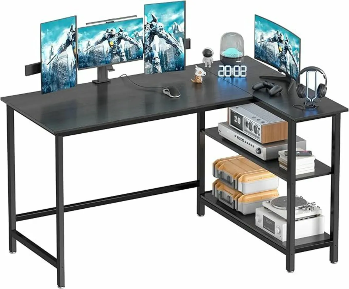 Gaming Desk Office L Shaped Desk, 110x80cm Storage - Image 1