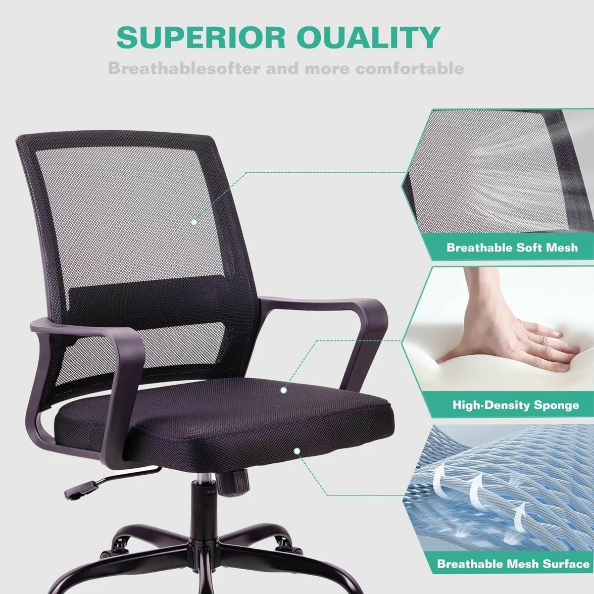 Adjustable office chair ergonomic swivel seat - Image 3