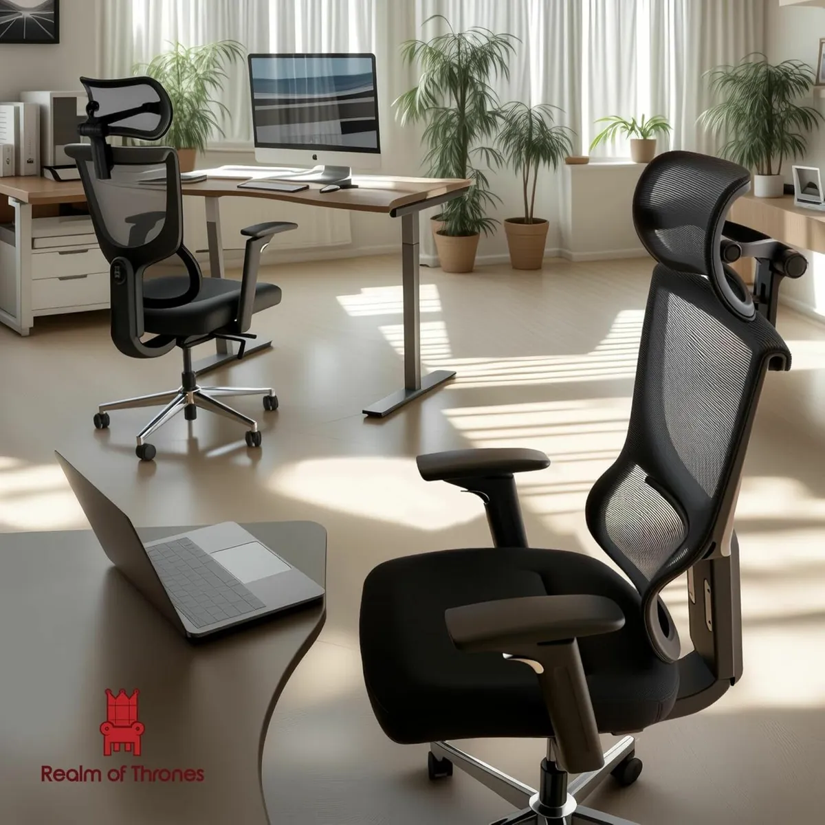 Ergonomic Office Chair Adjustable Seat-depth Grey - Image 4