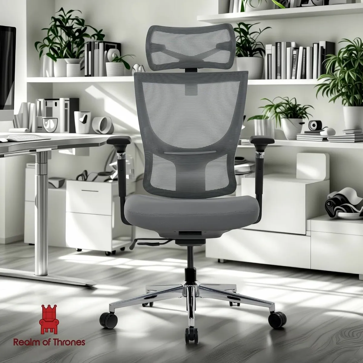 Ergonomic Office Chair Adjustable Seat-depth Grey - Image 1