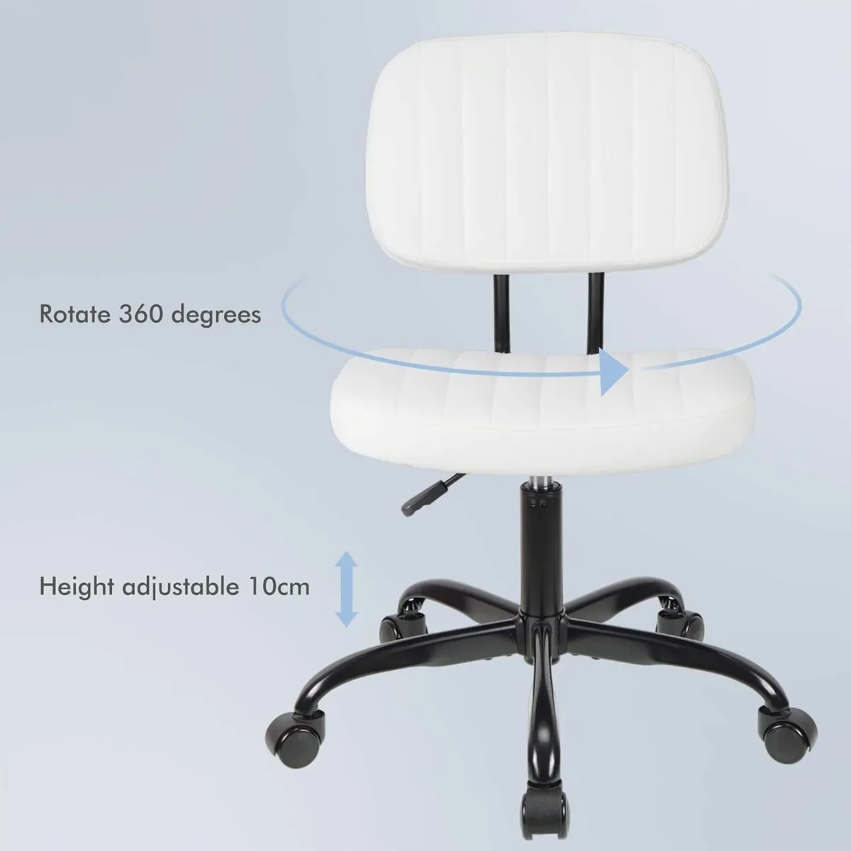 Armless Desk Home Office Chair Stool White - Image 2