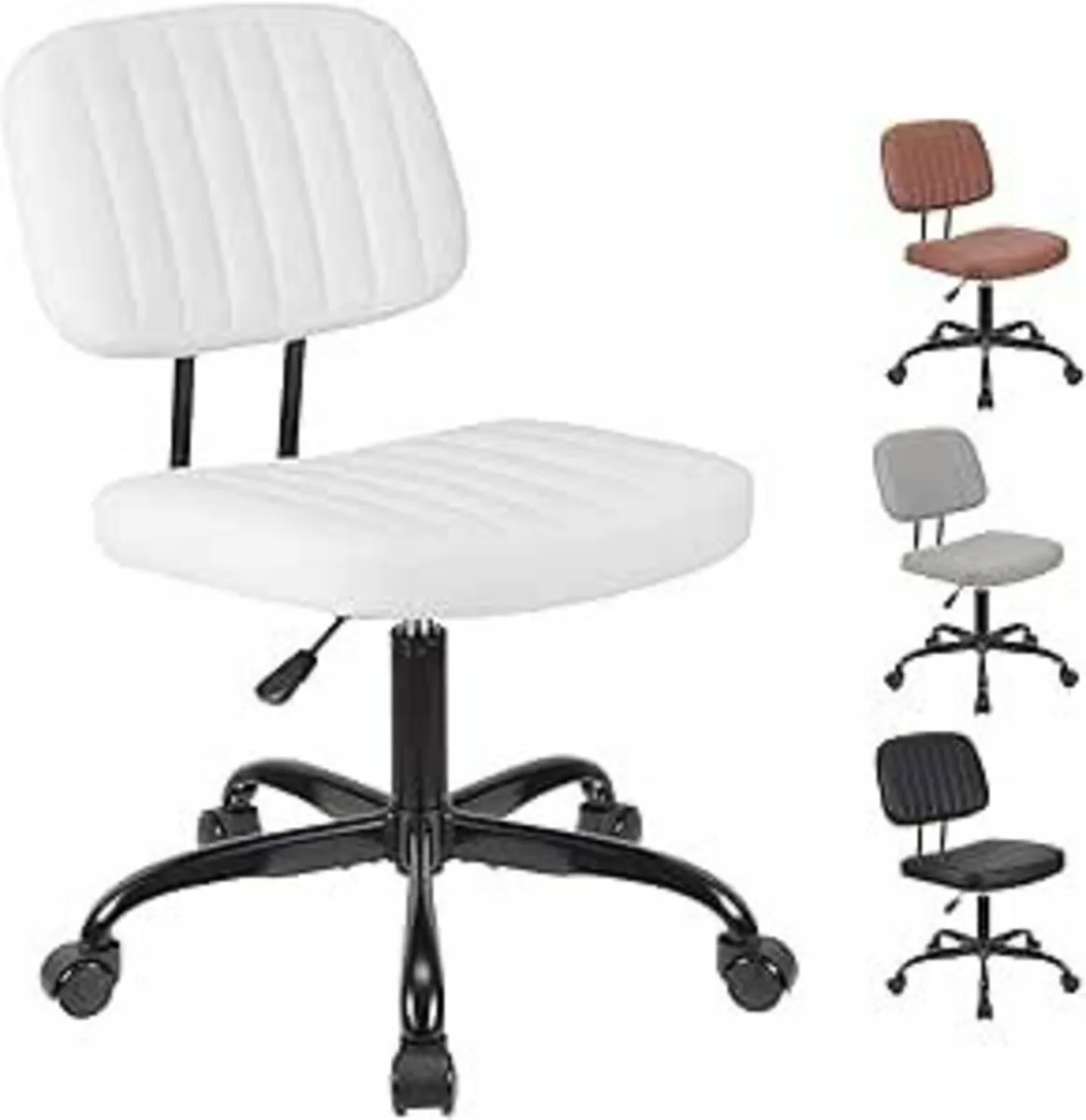 Armless Desk Home Office Chair Stool White - Image 3