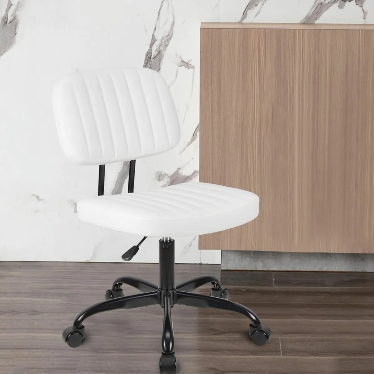 Armless Desk Home Office Chair Stool White - Image 1