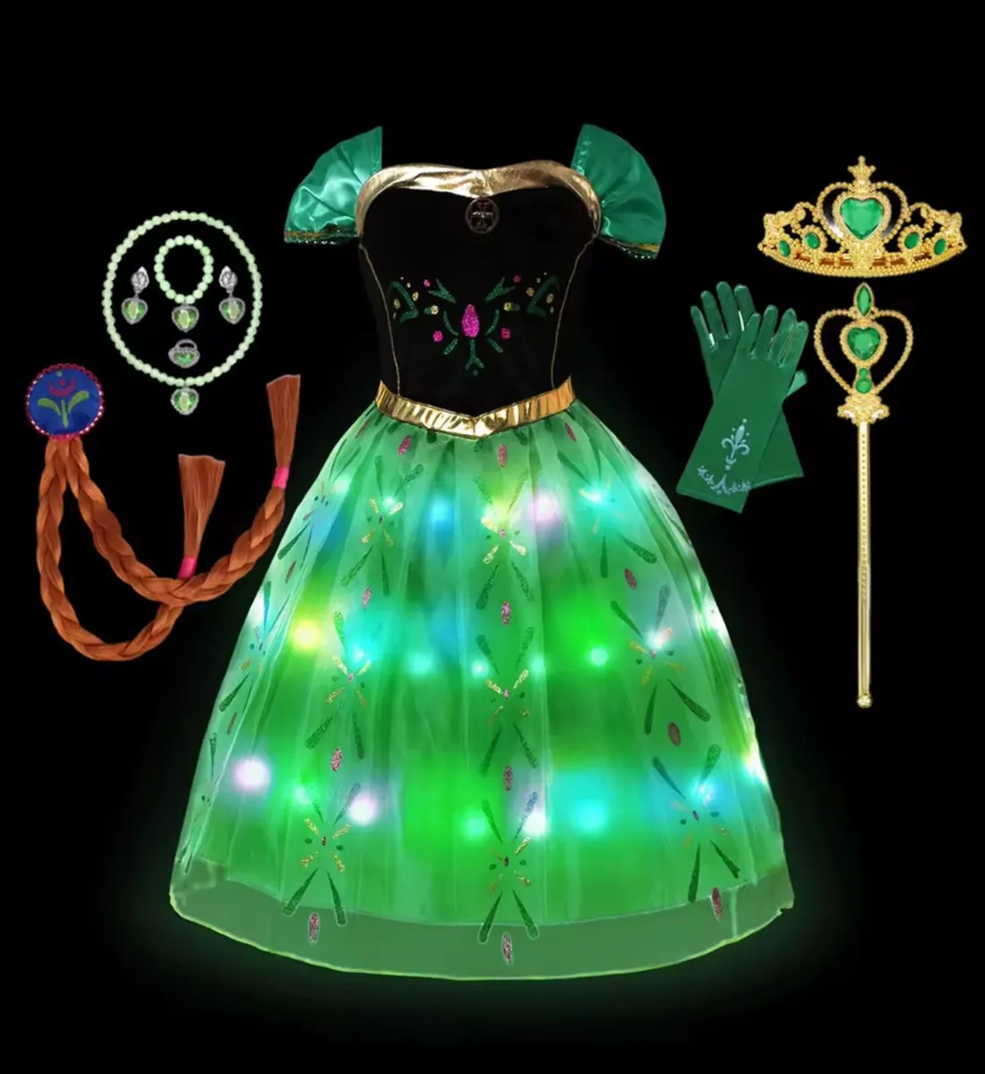 Disney Princess Anna Frozen Costume  LED Light Up - Image 2