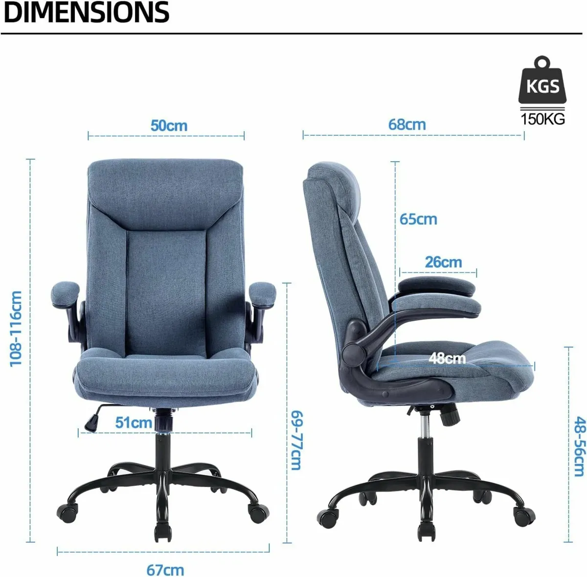 Comfortable Office Chair Ergonomic Desk Blue - Image 4