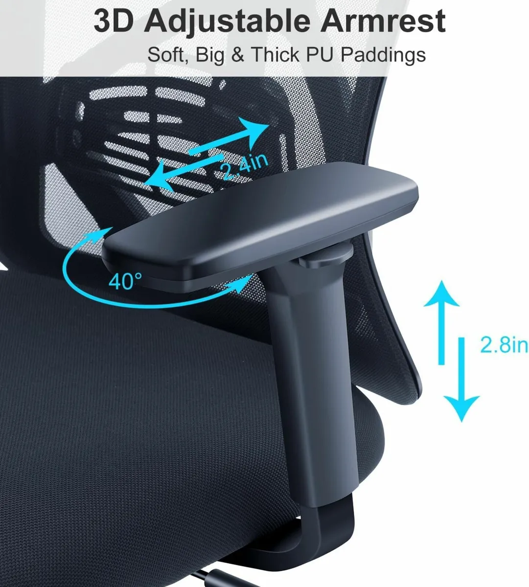 Ergonomic Office Chair 3D High Back Desk Black - Image 2