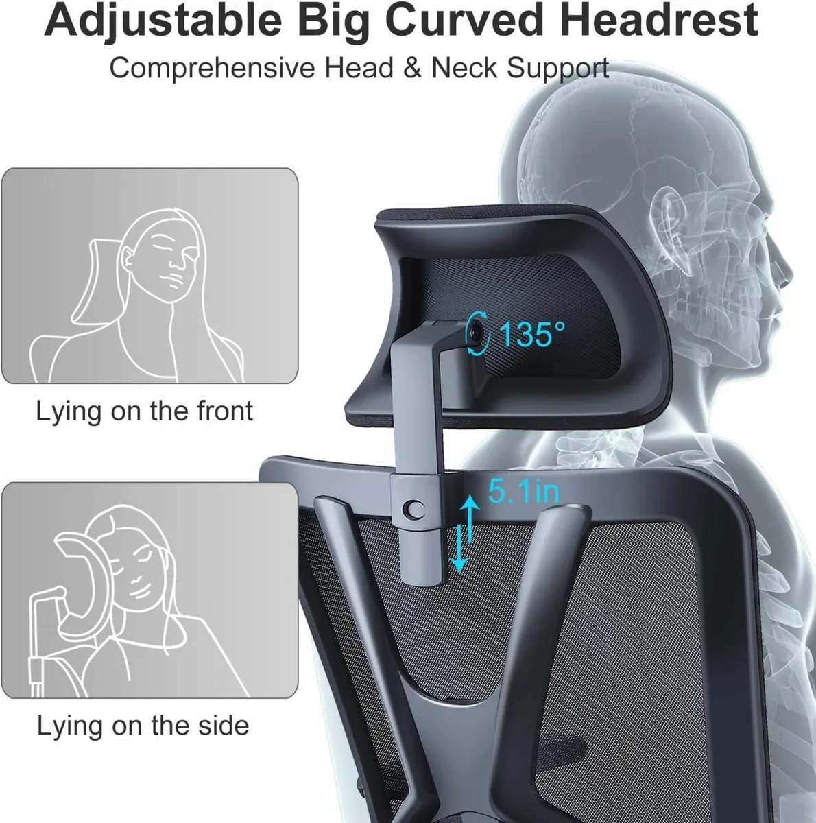 Ergonomic Office Chair 3D High Back Desk Black - Image 4