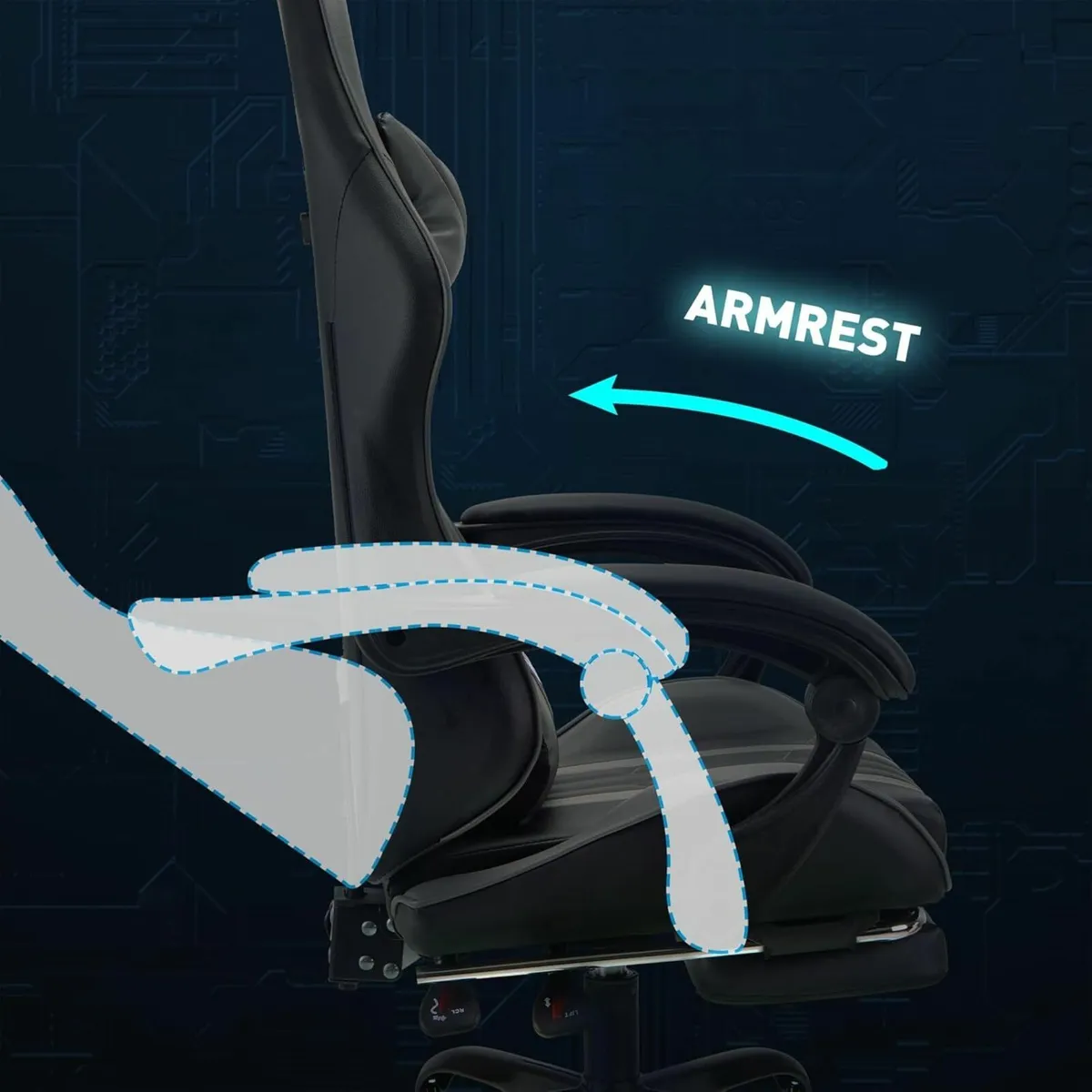 Ergonomic adjustable gaming office Chair Black - Image 2