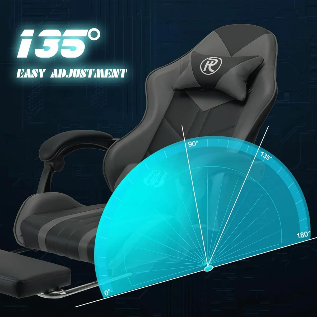 Ergonomic adjustable gaming office Chair Black - Image 4