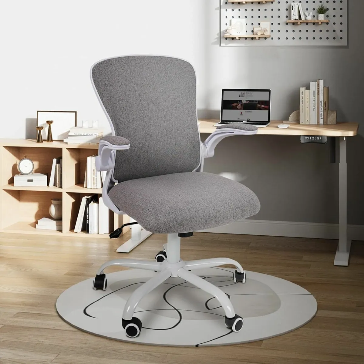 Office Chair Desk Flip-up Armrest, Ergonomic Grey - Image 2