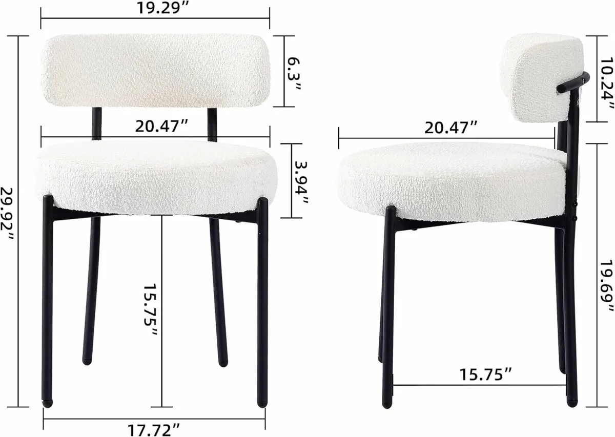 ( 5 Left )  Set of 2 Kitchen White Dining Chairs - Image 2