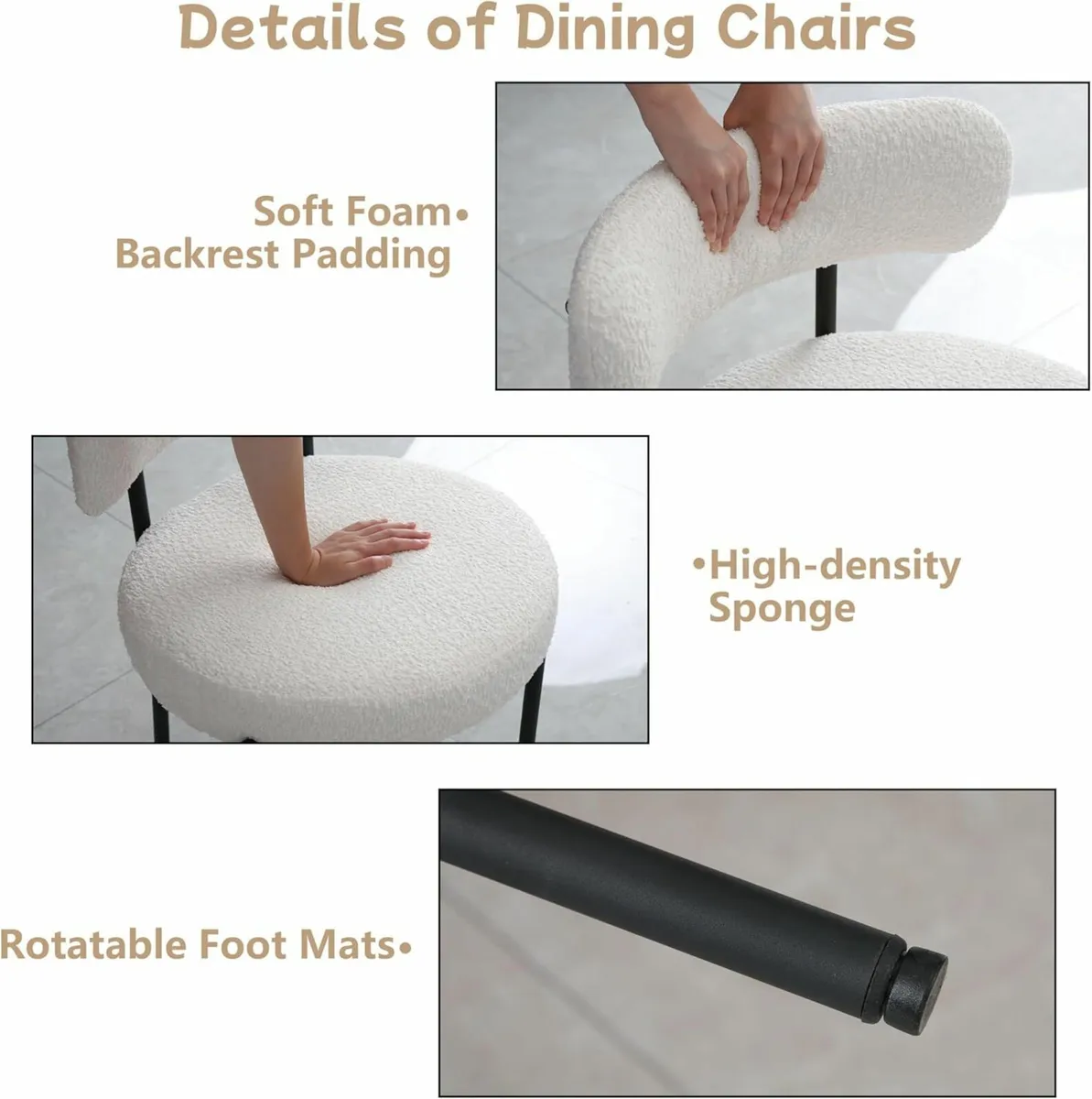 ( 5 Left )  Set of 2 Kitchen White Dining Chairs - Image 3