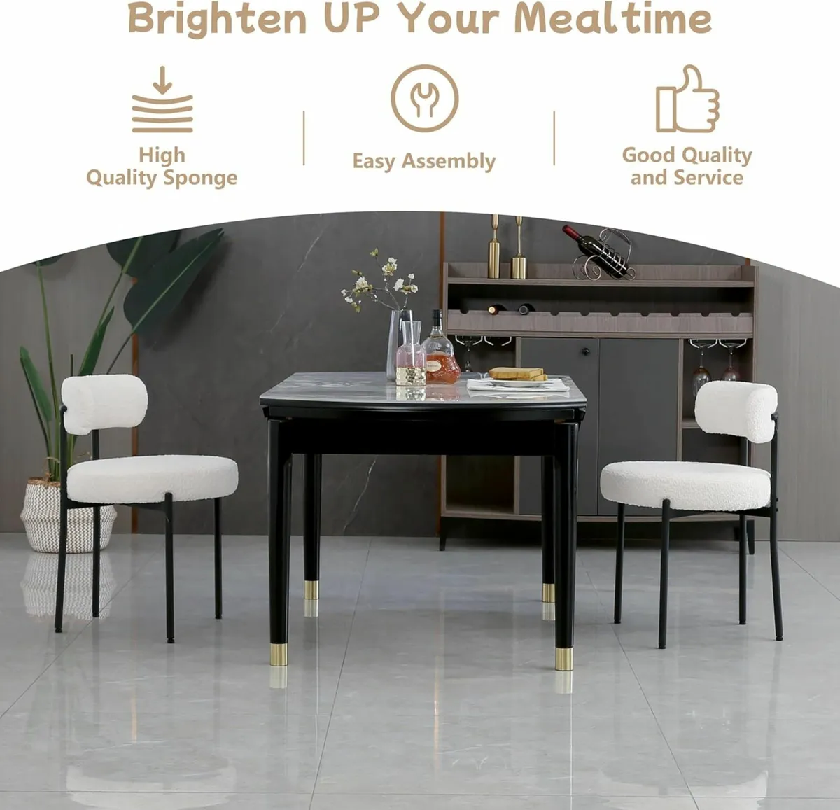 ( 5 Left )  Set of 2 Kitchen White Dining Chairs - Image 4