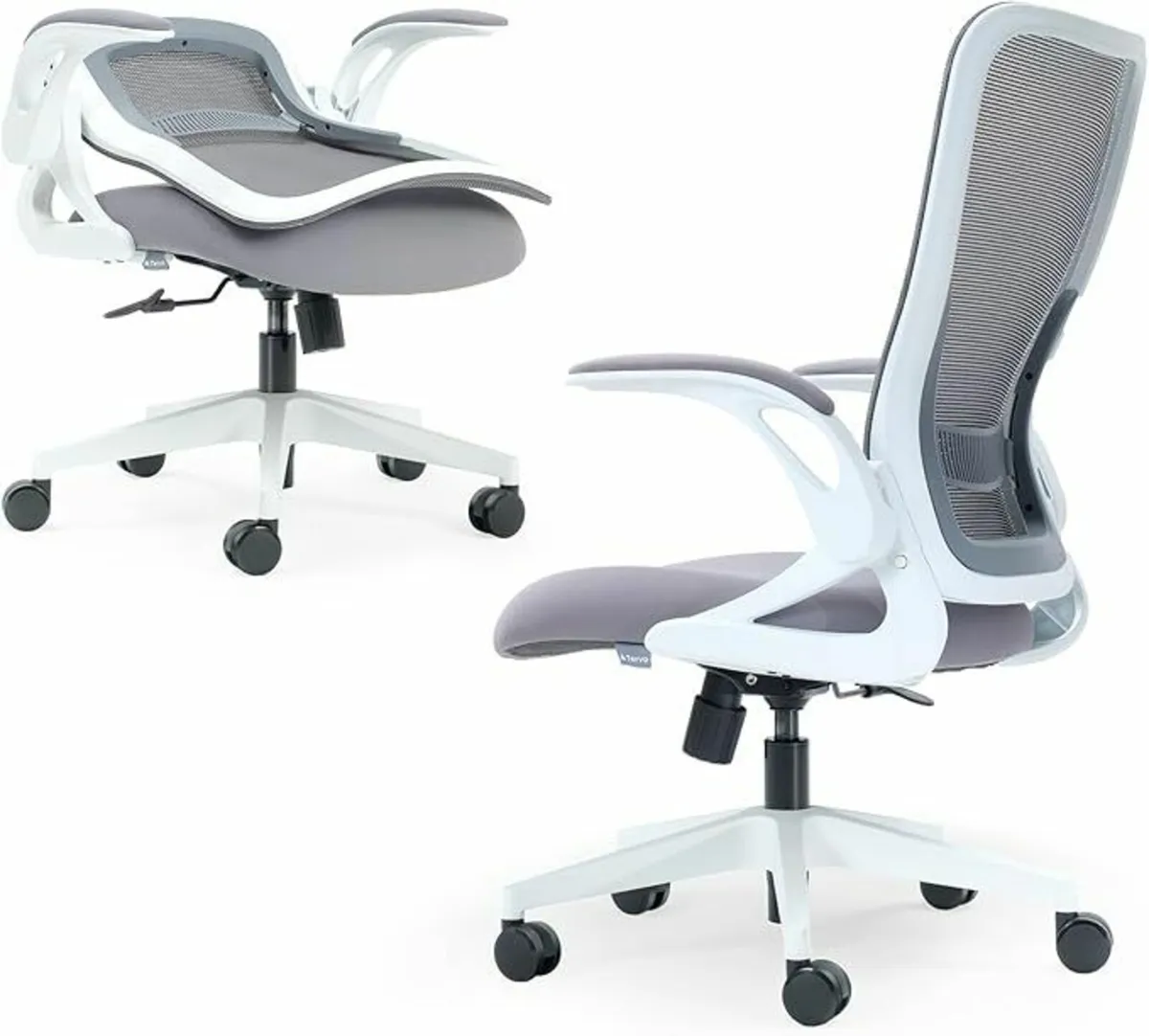 Folding Office Chair Ergonomic Design Desk Grey - Image 2
