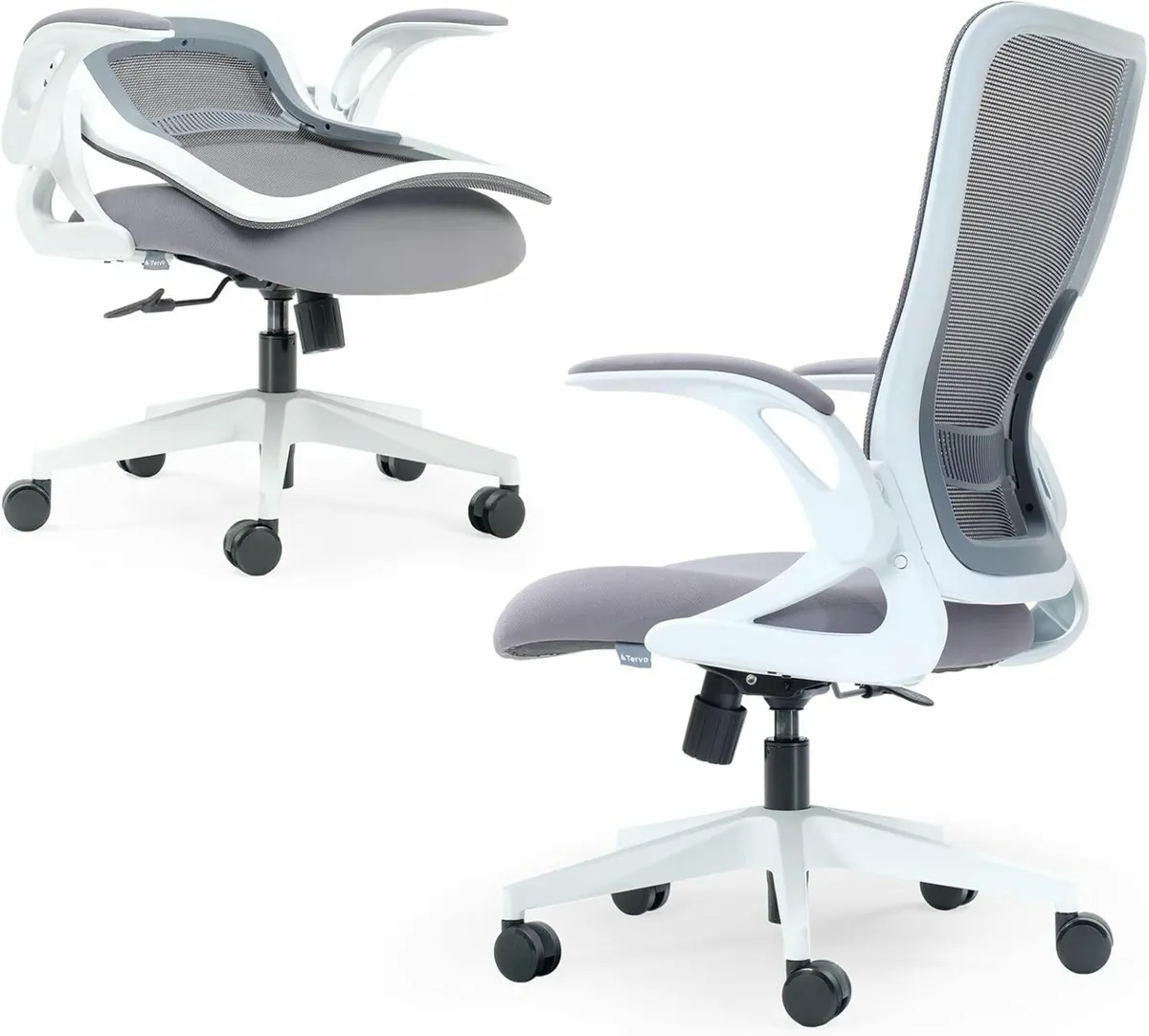 Folding Office Chair Ergonomic Design Desk Grey - Image 1