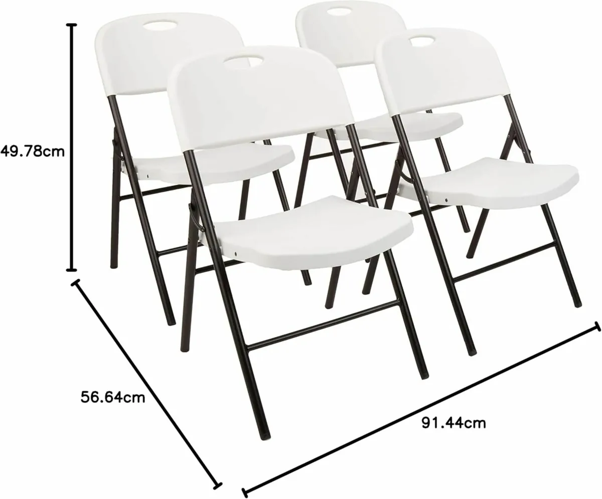 Folding Chairs Set of 4, Camping Outdoor, White - Image 2