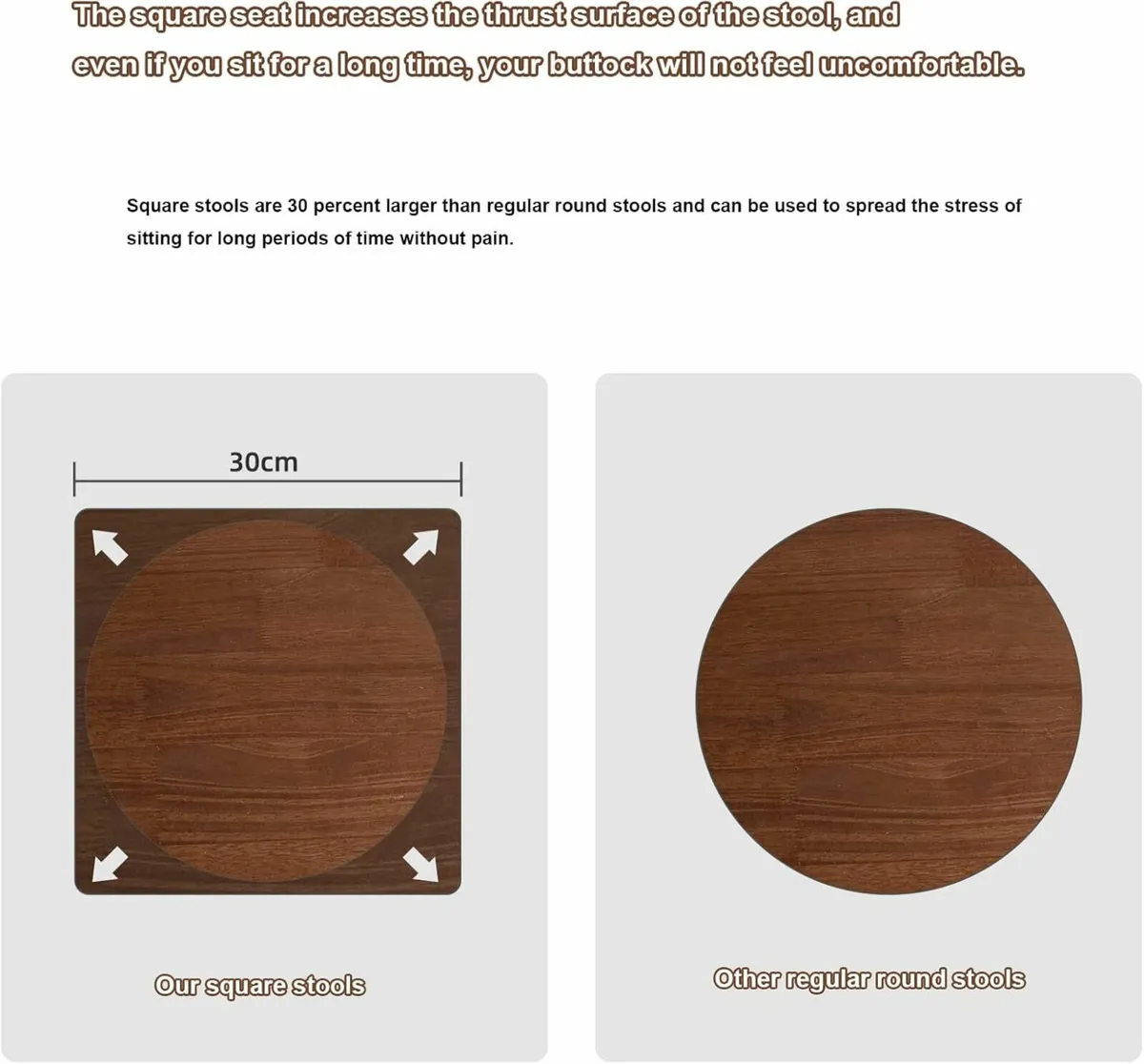 Square Wooden Stool, Dressing Table Stool Solid - Image 2