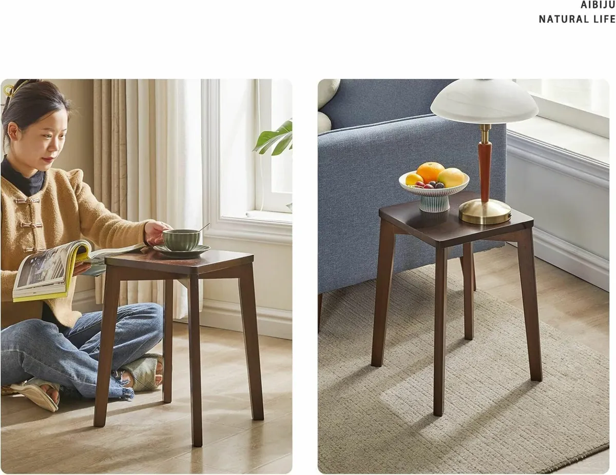 Square Wooden Stool, Dressing Table Stool Solid - Image 4