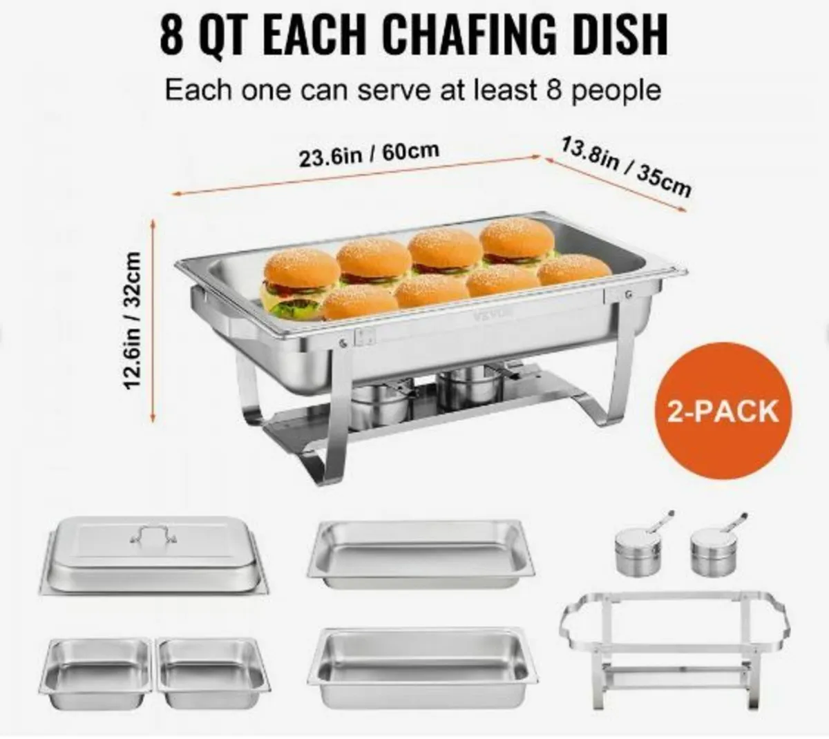2-Pack Rectangle Chafing Dish Set - Image 2