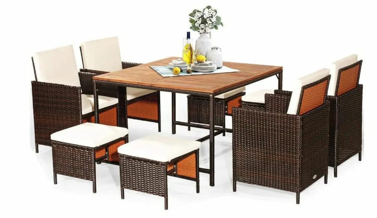 Garden Furniture Set 8 Chairs with Table - Image 1