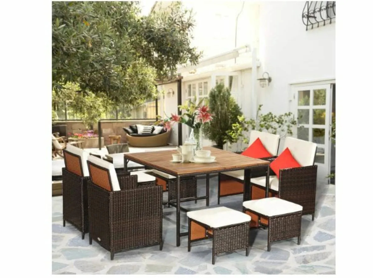 Garden Furniture Set 8 Chairs with Table - Image 3