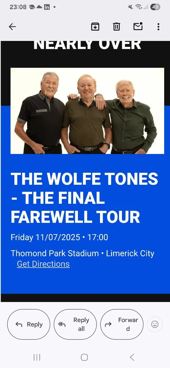 2 Wolfe tone tickets -Gold Circle