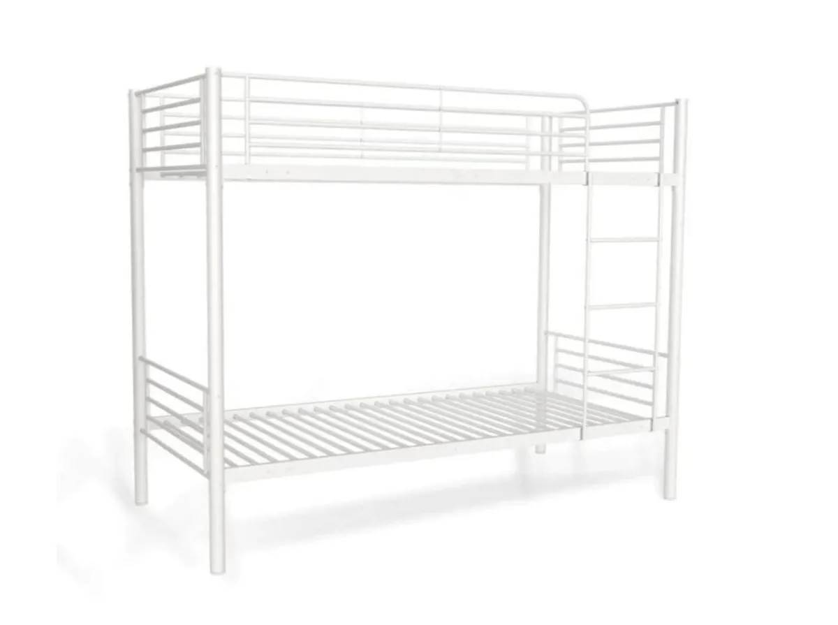 Space Saving White Metal Bunk Bed – Sleek Design - Image 1