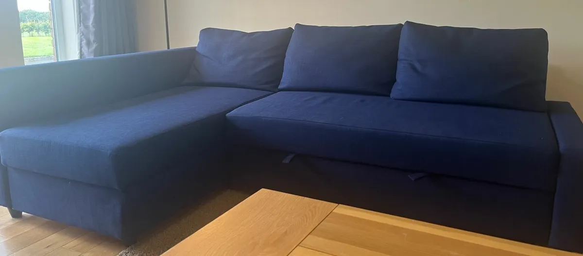 Corner sofa-bed with storage. Blue FRIHETEN - Image 4
