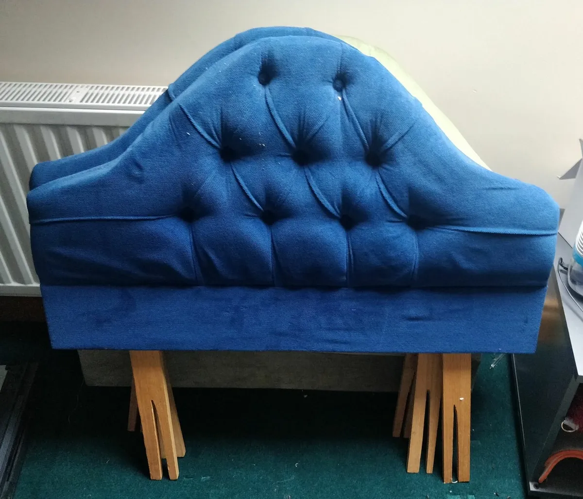 Single blue draylon headboard - Image 1