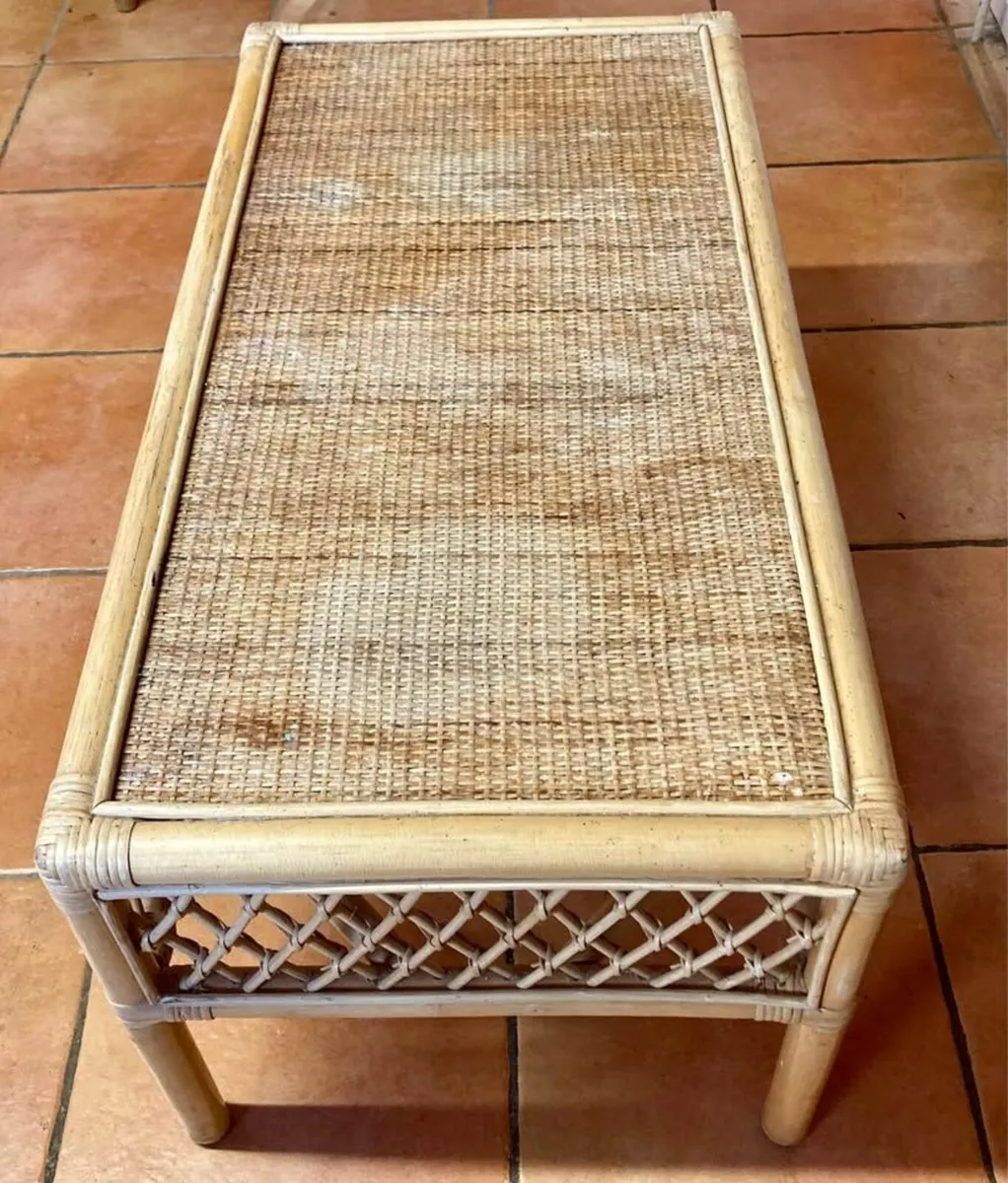 Vintage bamboo rattan coffee table - Image 2