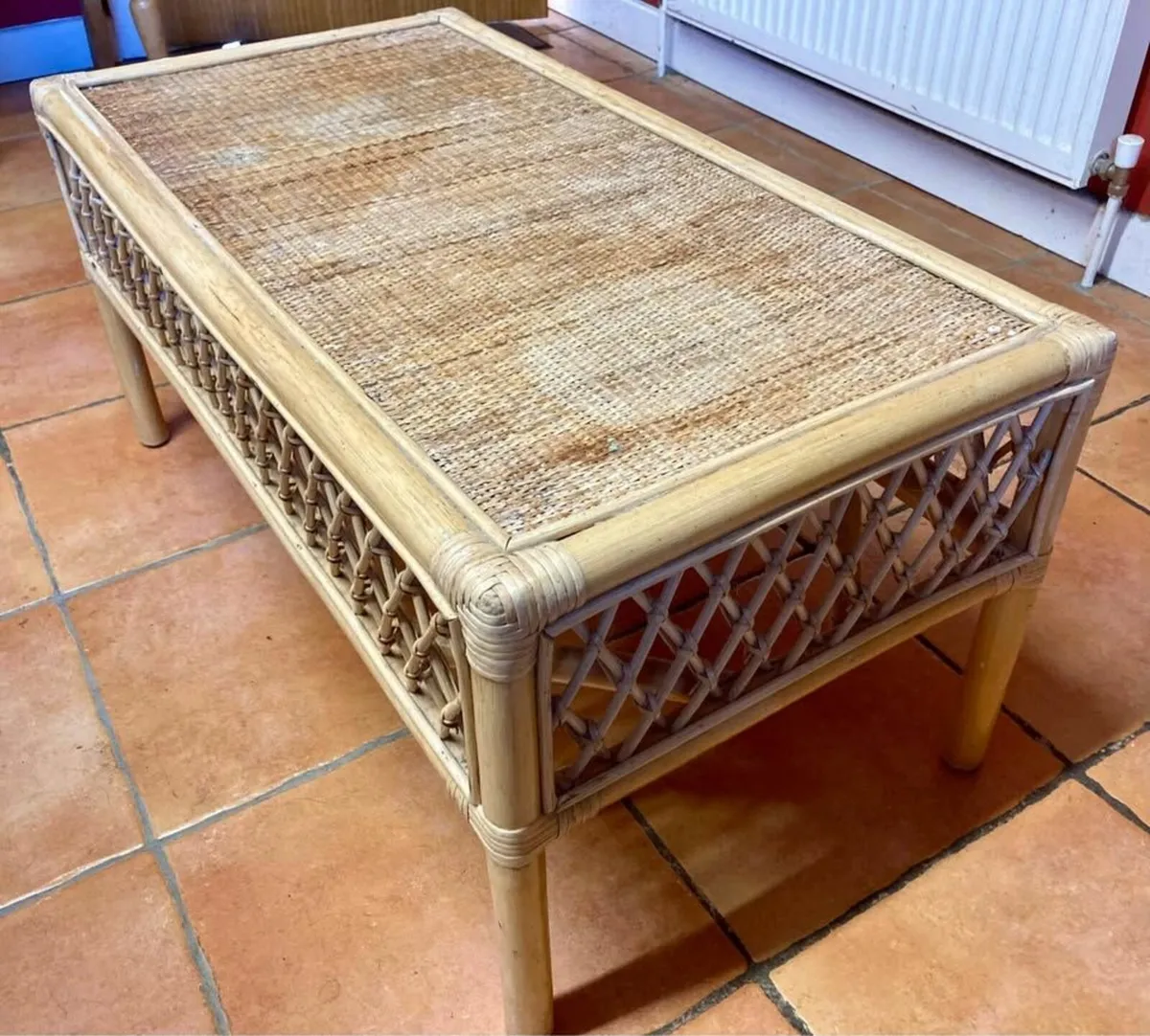 Vintage bamboo rattan coffee table - Image 3