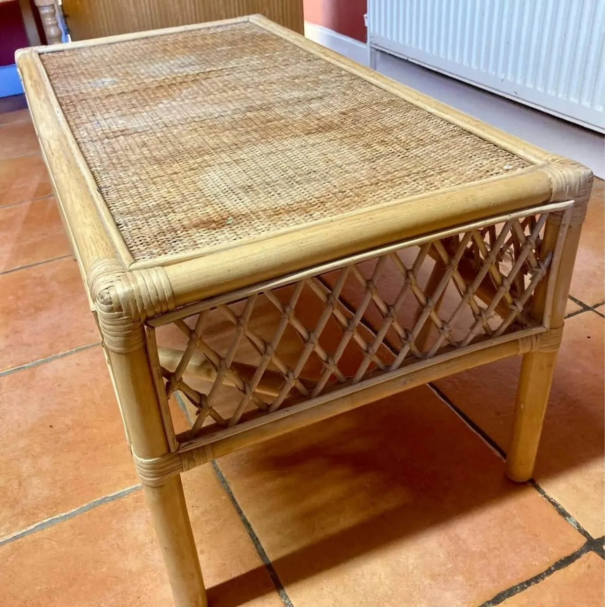 Vintage bamboo rattan coffee table - Image 4