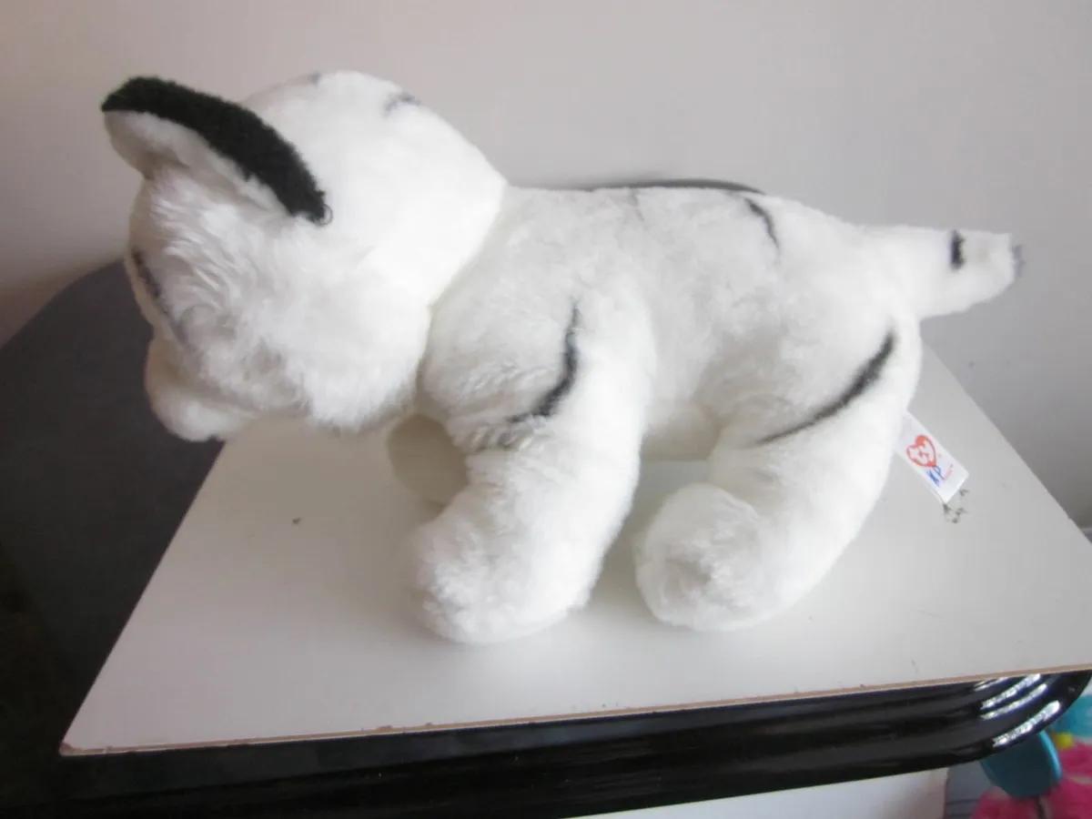 Ty Classic Tundra The Tiger White/Black Plush 12" - Image 2