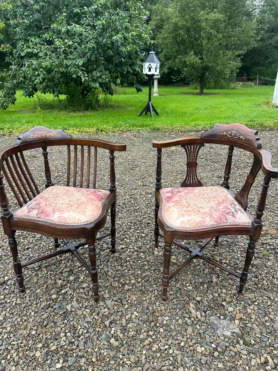 Stunning Edwardian Corner Chairs - Image 1