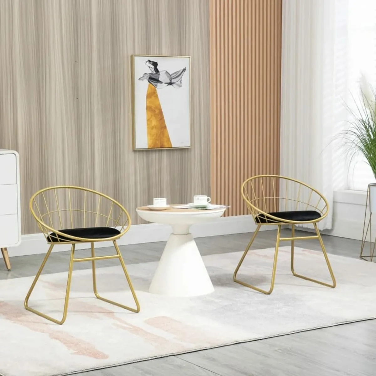 Dining Chairs Set of 2, Metal Wire Kitchen Chair w - Image 2