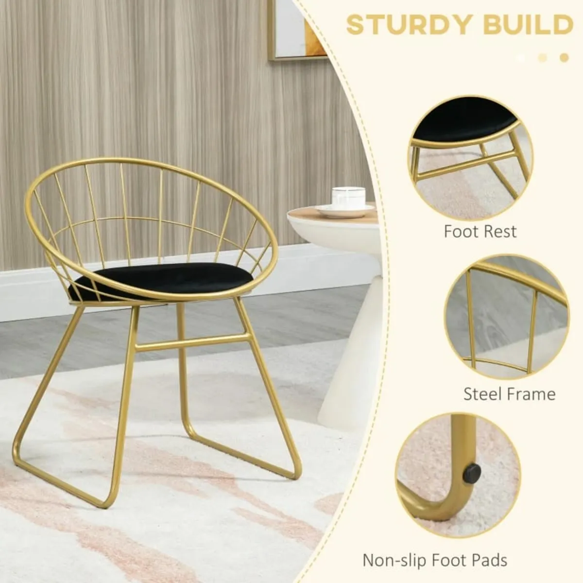Dining Chairs Set of 2, Metal Wire Kitchen Chair w - Image 4