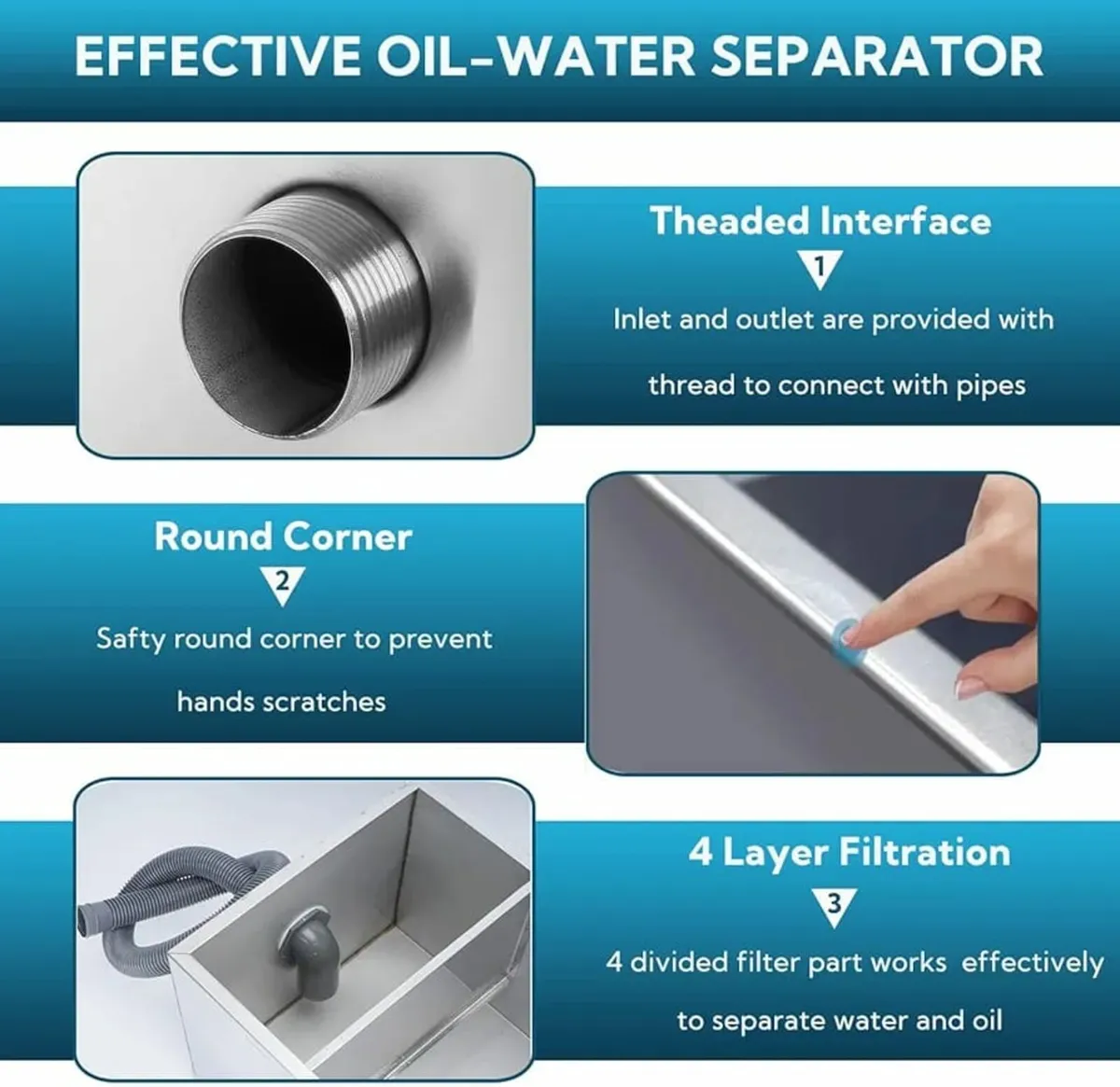 Grease Trap Interceptor 54L Stainless Steel Grease - Image 4