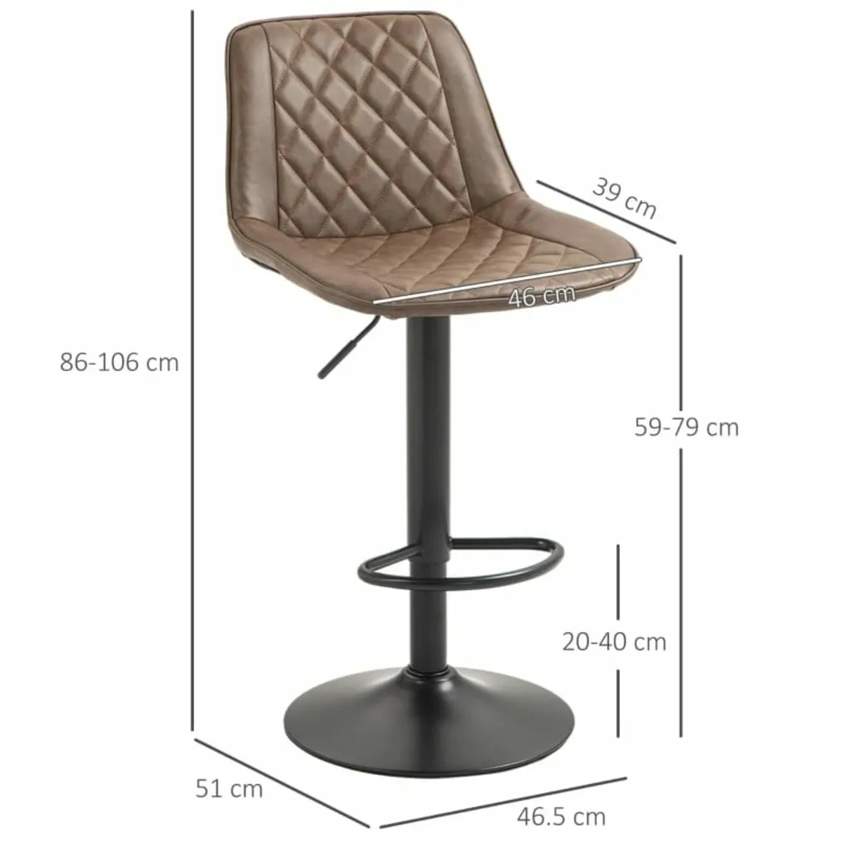 Bar Stools Set of 2, Retro Adjustable Kitchen Stoo - Image 3