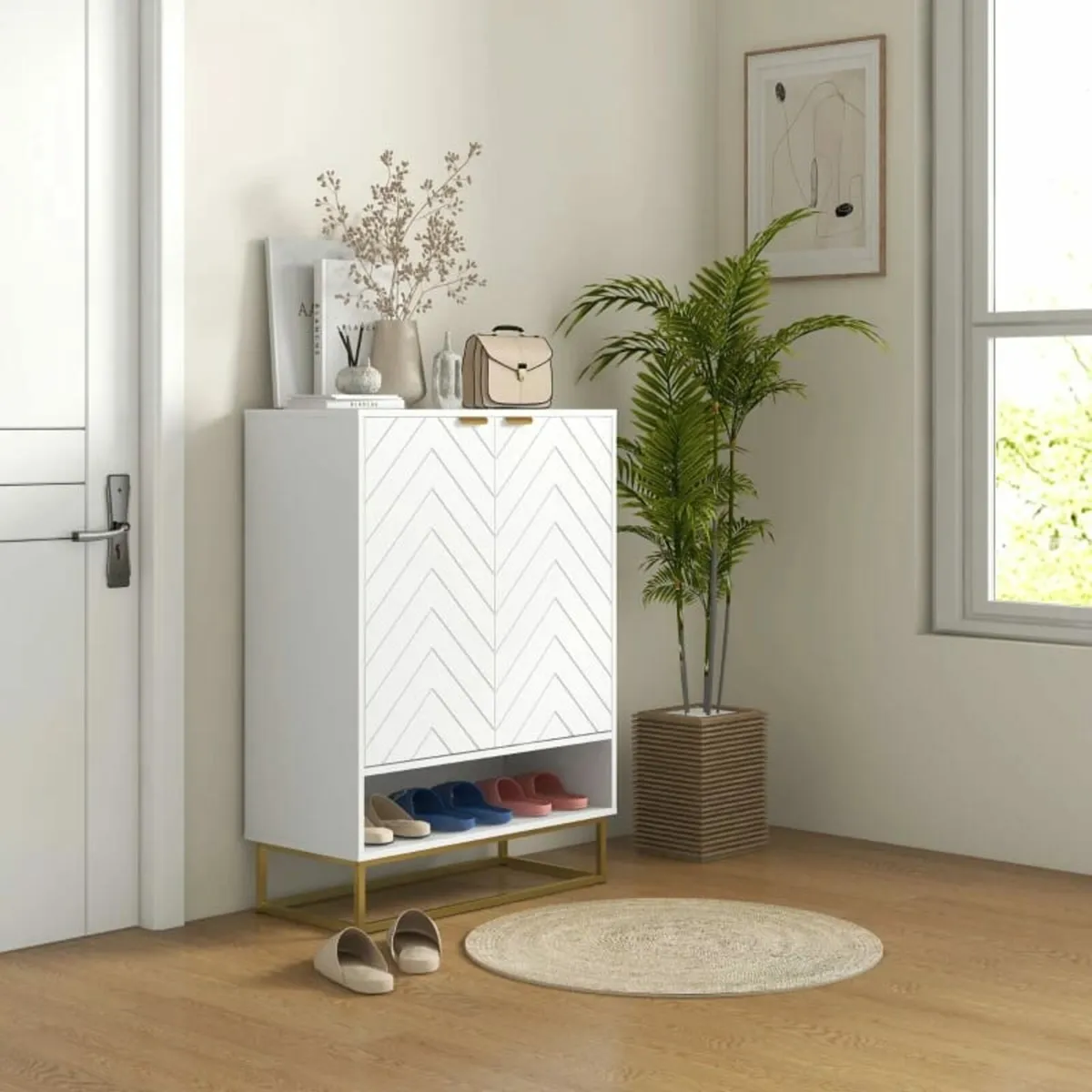 Shoe Storage Cabinet, Modern Shoe Cupboard with Op - Image 3