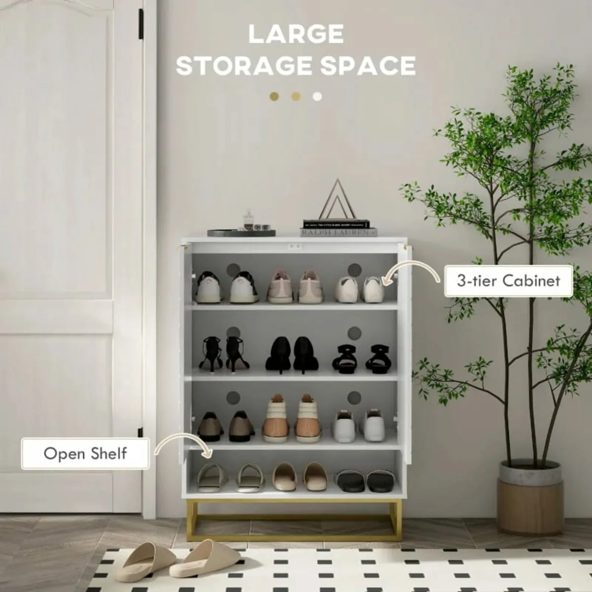 Shoe Storage Cabinet, Modern Shoe Cupboard with Op - Image 4