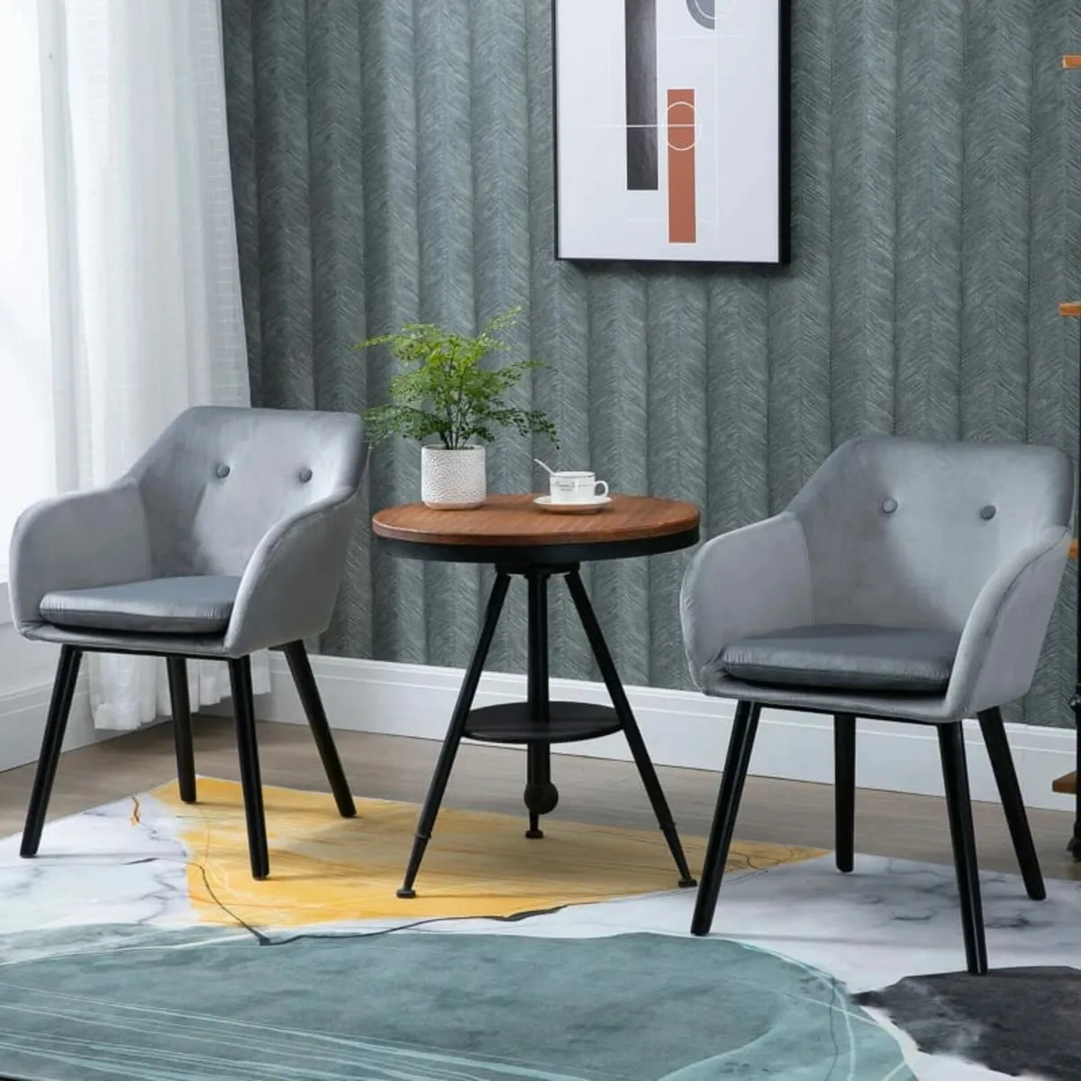 Dining Chairs Set of 2 Modern Upholstered Fabric V - Image 3