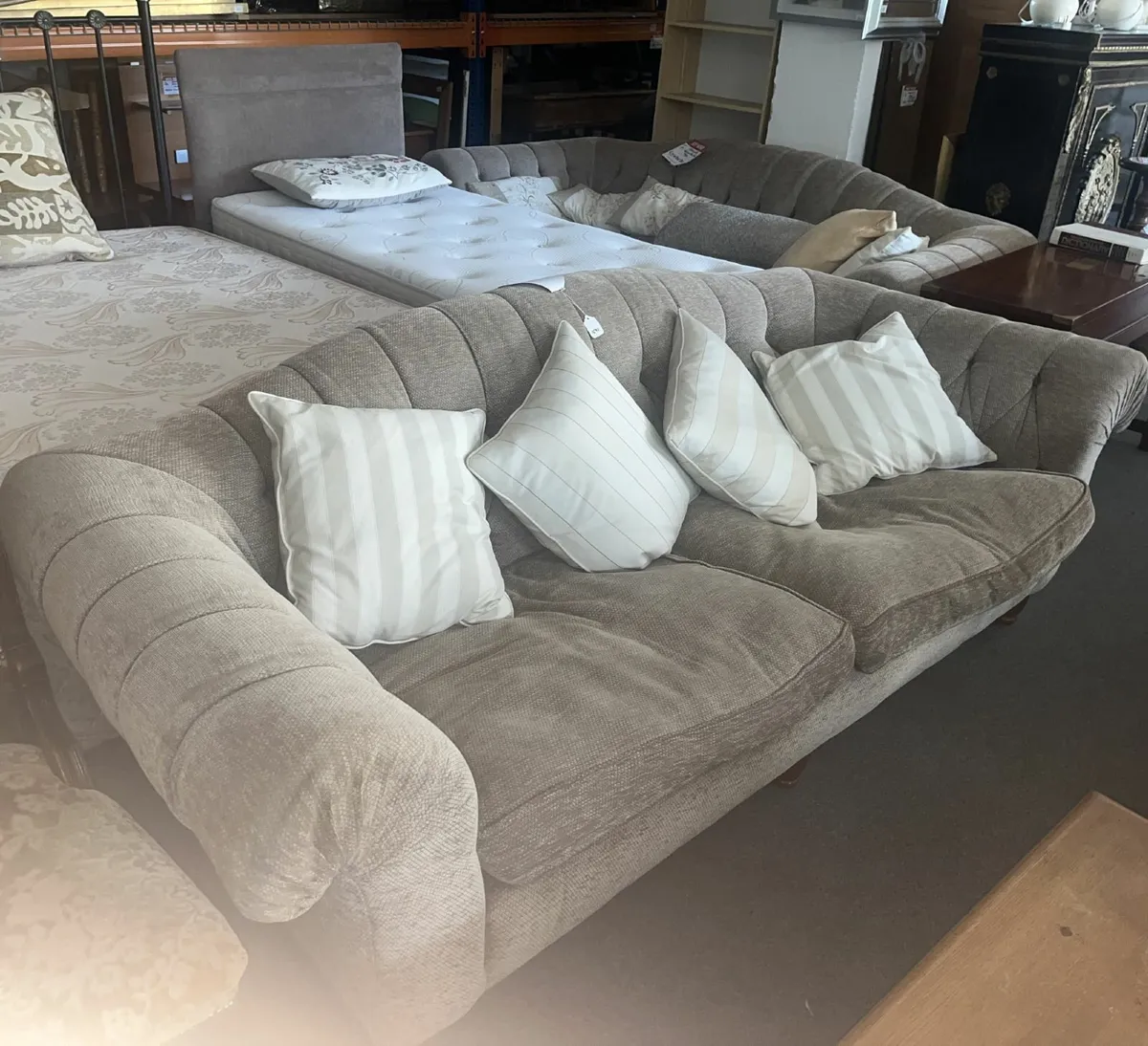 Large Elegant Oatmeal Sofa - Image 1