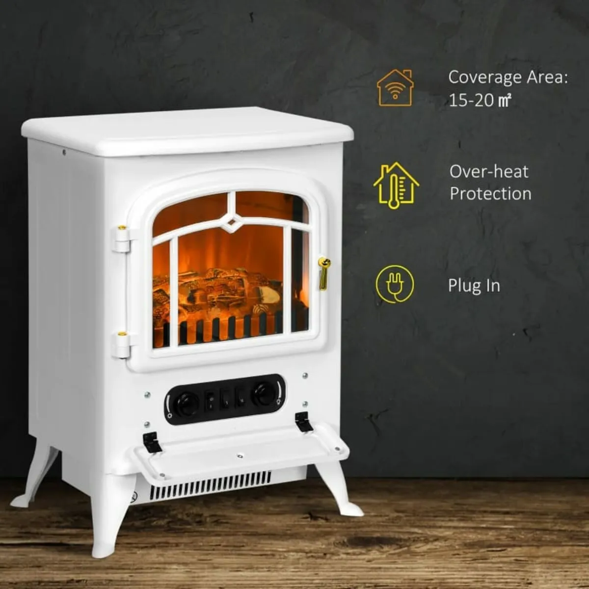Modern Electric Fireplace, Freestanding Electric S - Image 2
